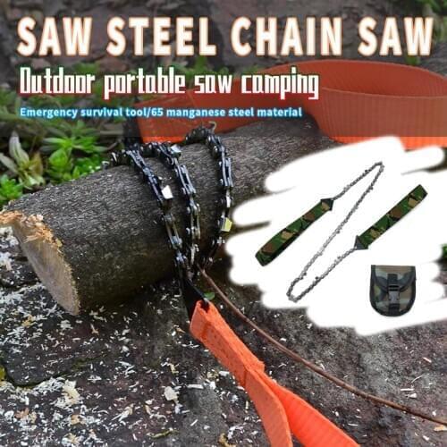Outdoor Portable 50.W Camping Chain Saw 65 Manganese Steel Material Emergency Survival Tool Pocket Handheld Chainsaw