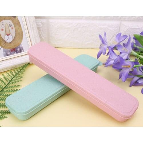 Outdoor Reusable Practical Transparent Cover Wheat Straw Slot Design Cutlery School Tableware Box Set With Storage Bag Travel