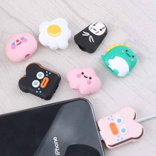 Kawaii Cable Bites Protector Animal Cute Cartoon Cover Protect Case For iPhone Cable Holder Charging Protector Organizer Winder