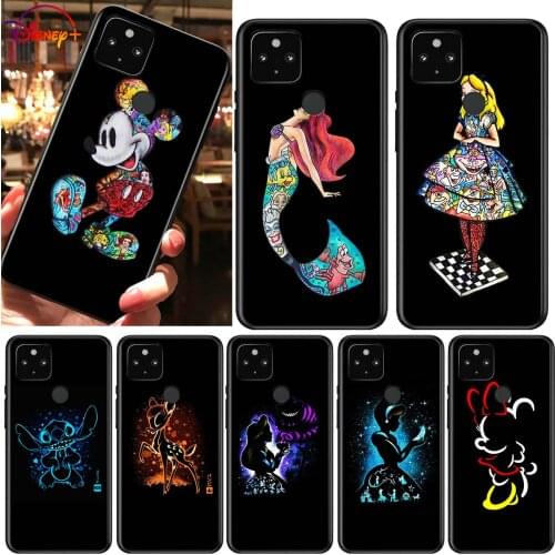 Disney Princess Marvel Shockproof Cover for Google Pixel 5 5A 4 4A XL 5G Black Phone Case Shell Soft Fundas Coque Capa