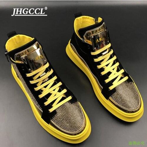 Luxe Designer diamond casual shoe rock high quality brand high top board shoe elegant mens trend flat shoes luxe comfortable p5
