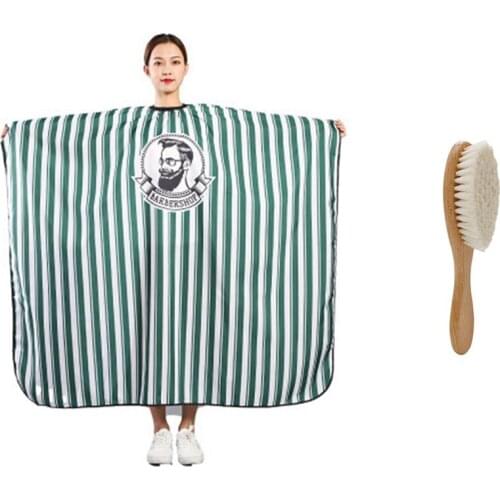 Wooden Handle Hairdressing Soft Fiber Brush with Hair Cut Household Barber Shop Hairdressing Apron