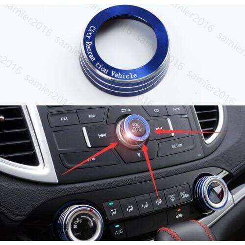 Blue FIT For Honda CRV CR-V 12-2016 Alloy Center A/C Vol Button Trim Ring Cover