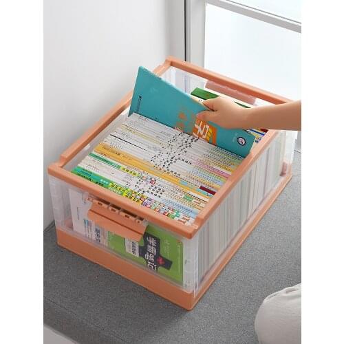 Foldable Book Storage Box Household Plastic Transparent Storage Box Student Book Organizing Bookcase Storage Fantastic