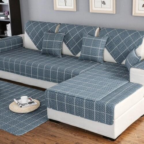 Modern Non-slip Couches Covers Cotton Fabric For Sofa Cover 1 Piece Plaid Couch Towel Cushion Nordic For Living Sofa Covers Room