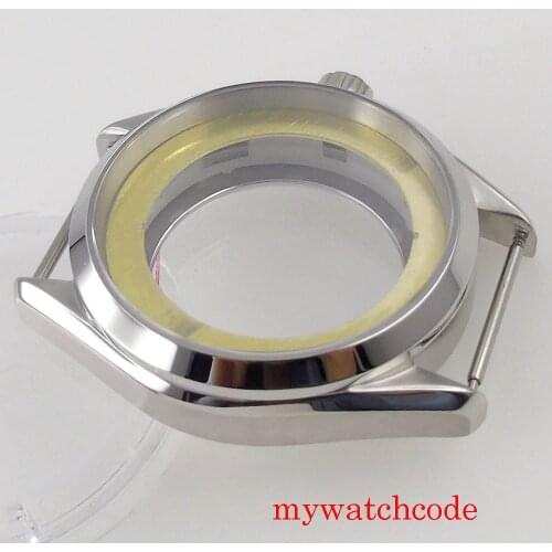 Tandorio Polished Brushed 41mm Watch Case For MIYOTA 8215 ETA 2836 NH35 NH36 Automatic Movement Brushed Case Sapphire Crystal