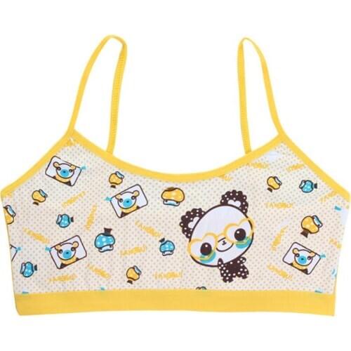 Teenage Girls Training Bra Kids Underwear Cotton Cartoon Panda Small Young School Children Vest Bras Child Underclothes GXMB