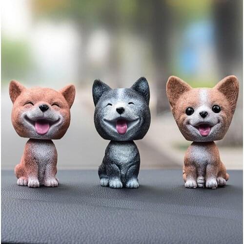 Car Shaking Head Dog Ornaments Car Swing Dog Cartoon Car Doll Car Interior Decoration Cute Creative Gift Tabletop Ornament
