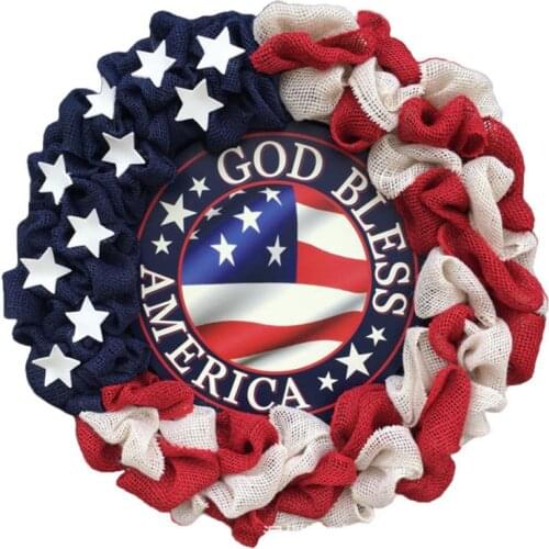 USA Independence Day Wreath Handmade Memorial Day Patriotic Wreath Decoration Wall Front Door Home Decorations