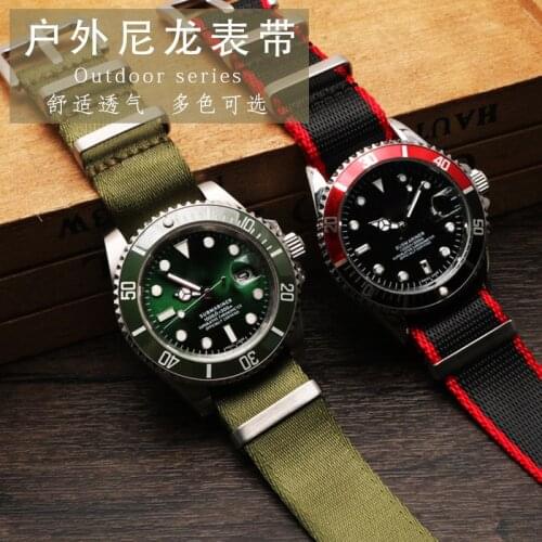 Waterproof Nylon Strap For NATO R-olex Black Water Devil S-eiko G-reen Water Devil Can Dituo Canvas Watch Strap 20mm
