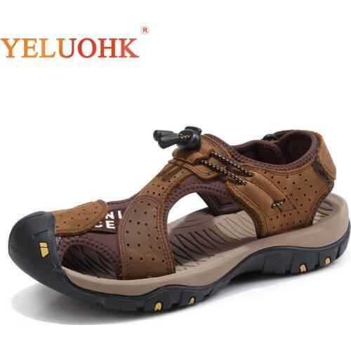 Мужские кожаные сандали YELUOHK China At AliExpress