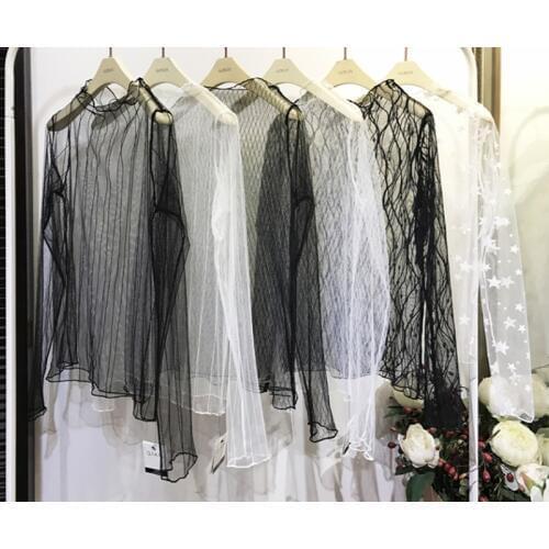 Tshirt sexy mesh top women t shirt fishnet sheer transparent top ladies sexy black white see through lace shirt top mesh shirt