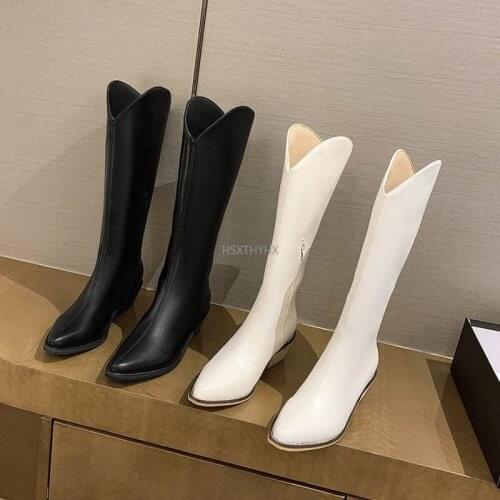 2022 Autumn and Winter New High-tube Retro Thick-heeled Western Cowboy Female Knight But Knee Long Womens Boots