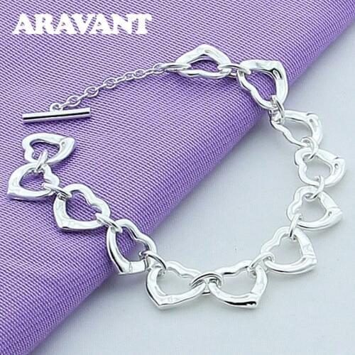New Design 925 Jewelry Silver Plated Romantic Heart Bracelets For Female Valentines Day Jewelry