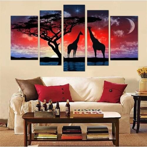 100%Hand-painted Modern Abstract Animal Giraffe Landscape Oil Painting On Canvas On Wall For Living Room Home Decoration