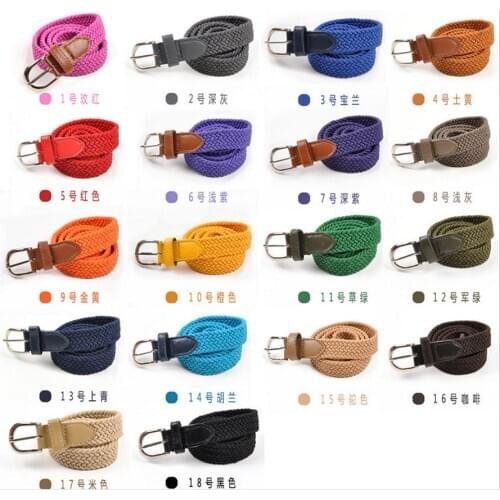 120pcs/lot Boys Girls Candy Color weave Elastic Adjustable Children Belt Buckle Strap/Children Elastic Waist Belt Waistband