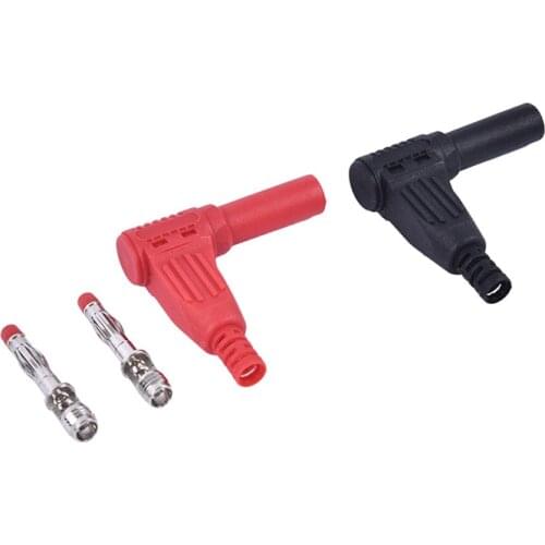 2pcs=1pair 4mm Male Right Angle Insulation Wire Solder Type DIY Banana Plug Connectors