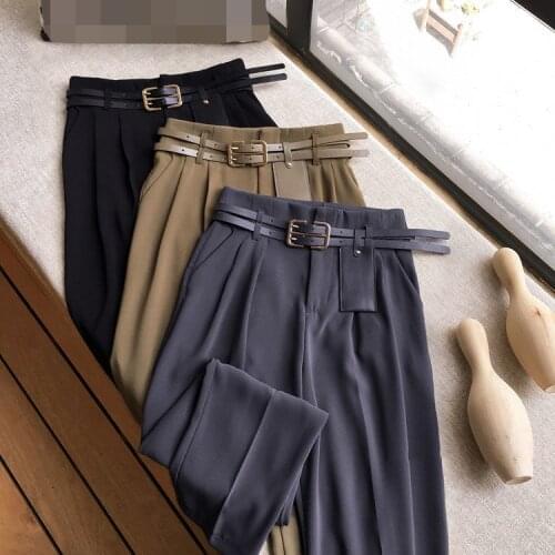 2021 spring new Korean radish harem pants womens casual suit pants high waist smoke pipe pants streetwear Sashes