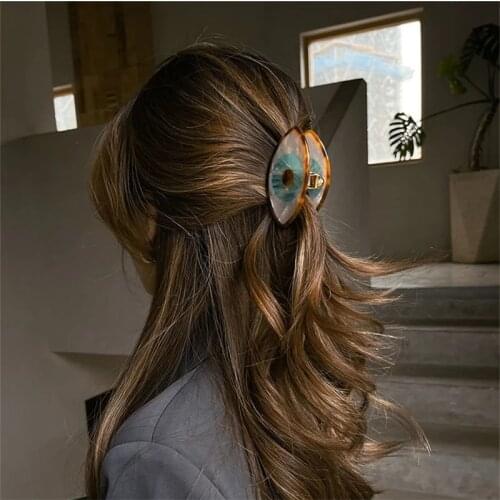2021 Funny Colorful Acrylic Resin Palm Face Hairpin Irregular Geometric Smooth Hair Claw for Women Party Accessories