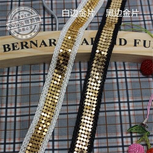 3Yards Craft Gold Garment Plaque Sequins Lace Patches Decorated Sew on Necklace Neckline Collar Applique Trims For Women Clothes