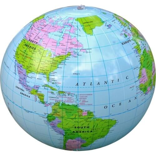 30cm Inflatable Globe World Earth Ocean Map Ball Geography Learning Educational Beach Ball Kids Office Decoration