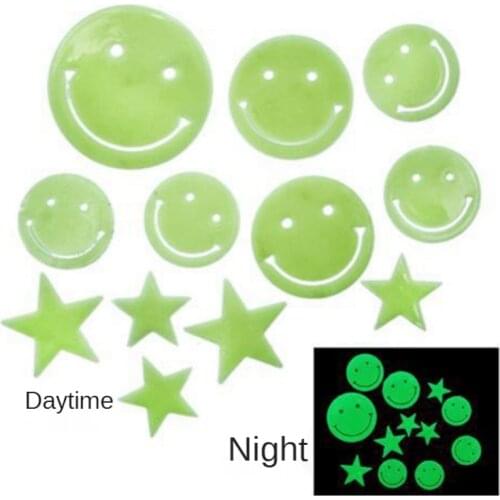 Smiley Stars 3D Luminous Wall Stickers Stereo Art Luminous Stickers Kindergarten Student Bedroom Smiley Luminous Wall Stickers