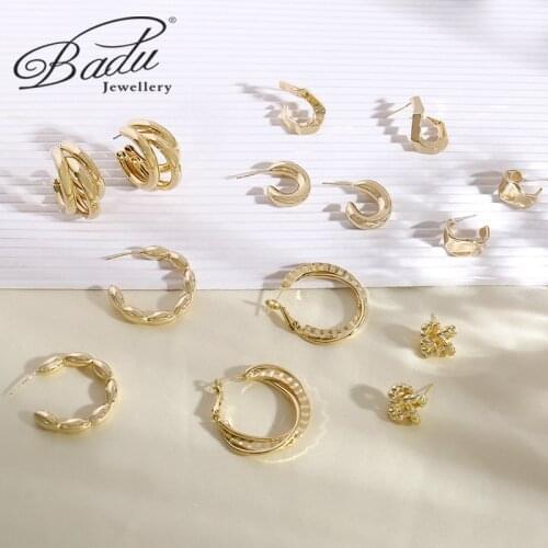 Badu 2021 Fashion Smooth Exquisite Geometric Big Copper Circle Hoop Earrings for Women Girl Wedding Party Wholesale Jewelry