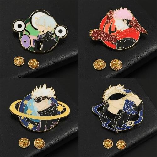 Anime Jujutsu Kaisen Brooch Pins Yuji Itadori Gojou Satoru Starry sky Badge Pins Cosplay Collection Cartoon Decor Comicon Gifts