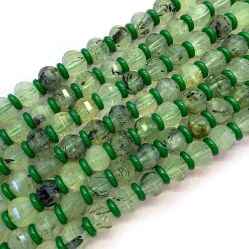 7x9mm/9x11mm Natural Green Prehnites Beads Rondelle Faceted DIY Loose Beads For Jewelry Making beads Accessories 38cm Women Gift