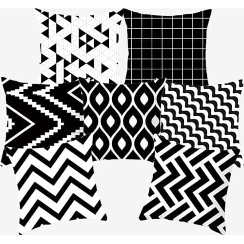 Black and White Pillow Decorative Geometric Cushion Covers Pillowcase for Sofa Polyester 45*45 Throw Pillow Covers
