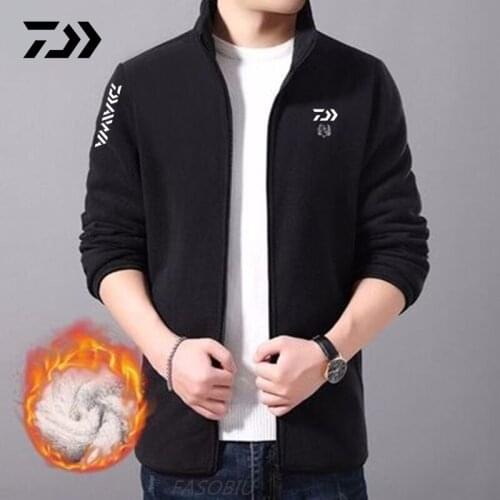 Daiwa Spring Autumn Winter Plus Velvet Mens Fishing Clothes Outdoor Sport Long Sleeve Thin Fishing Jackets Mens Tops