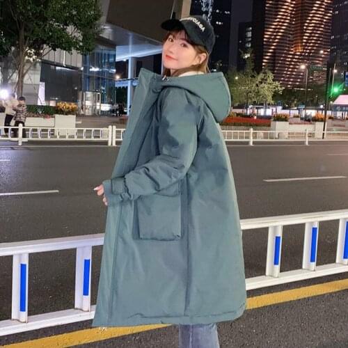 Long Winter Coat Women New Stylish Female Jacket Thick Warm Cotton Padded Jacket Outerwear Hooded Parkas Blue Clothing Orwindny