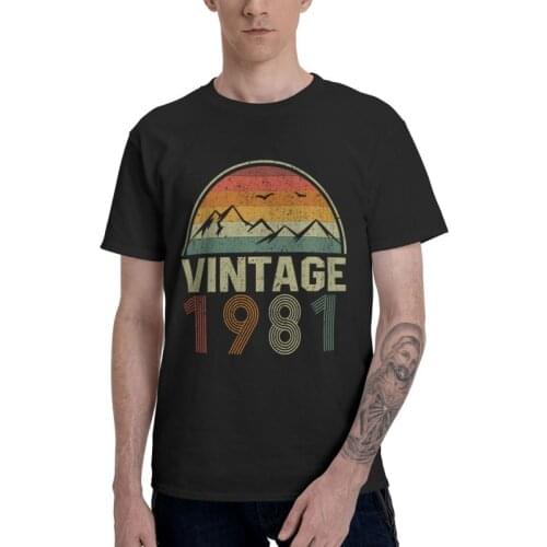 Classic Vintage 1981 T Shirt Mens Cotton Printed T-shirts Streetwear Tshirt Short Sleeve 40th Birthday Gift Idea Tee Top