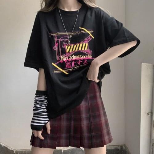 Cartoon Harajuku Tee Aesthetic Tshirt Streetwear Harajuku Cotton Funny Cartoon T-shirt Girl Casual Cool Streetwear Tshirt Gothic