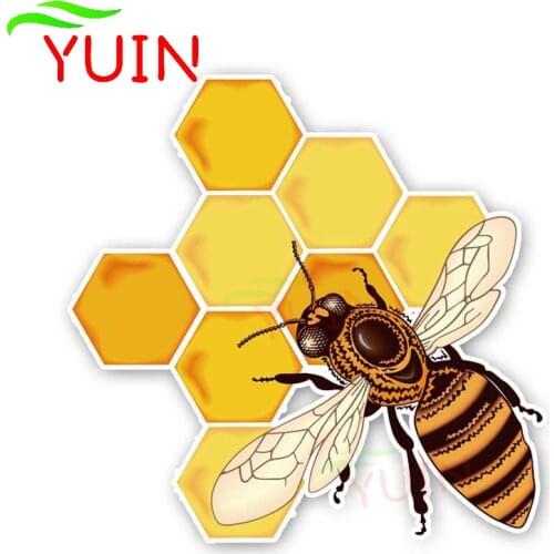 Bees That Eat Honey Interesting Car Sticker Cartoon Style Cars Accessories PVC Decoration Waterproof Exquisite Decal 13*13cm