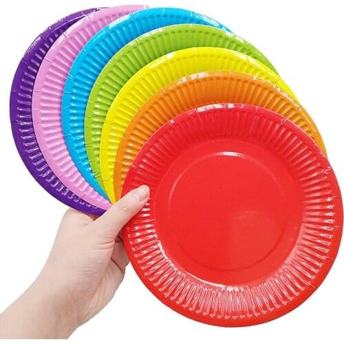 Collection of color paper plate cup tableware set for baby shower party cake tableware or birthday party cake paper plate decor