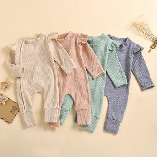 Newborn Baby Boys Girls Clothes Zipper Long Sleeve Knitted Romper Solid Color Jumpsuit Outfits 3 6 9 12 18 Months pyjama bebe