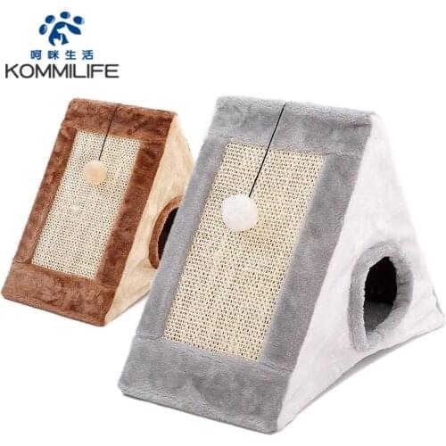 KOMMILIFE Cat Bed Scratch Board Toy 3 in 1 Soft Cat House with Grinding Claws Sisal Scratching Board Cat Supplies Cat Scratcher