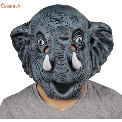 Cosmask Halloween Elephant Mask Halloween Adult Animal Mask Realistic Mask Cosplay Props Party Fancy Dress