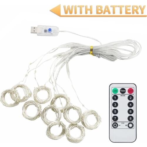 Meijuner new rainbow color LED USB remote control 3*3 copper wire lamp curtain lamp string Christmas holiday light string