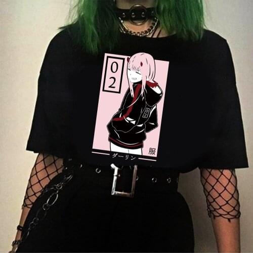 2020 Darling in the Franxx Anime Harajuku Zero TWO Print T Shirt Men Tops Short-sleeve T-shirt