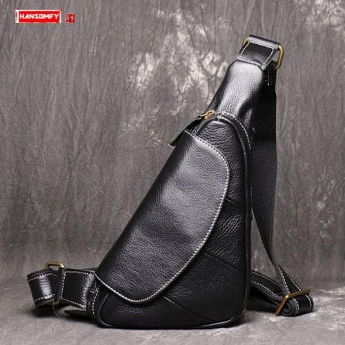 Chest Bag Leather Mens Bag Messenger Bag New Korean Version of The Personality Shoulder Mens Outdoor Leisure Flap Bags