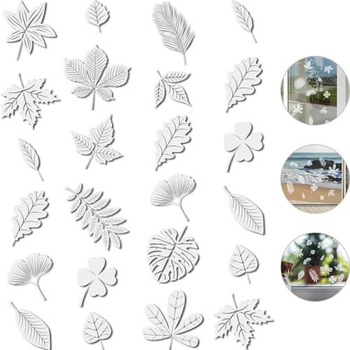 42Pcs Large Size Anti-Collision Window Stick Leaf Shapes Stickers Alert Bird Window Collision Decal Prevent Bird Strikes Window
