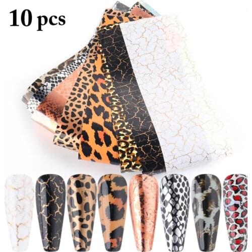 10 Sheets Kapmore Animal Nail Art Foils Fashion Sexy Leopard Nail Foil Nail Transfer Sticker DIY Nail Stickers Manicure Tools