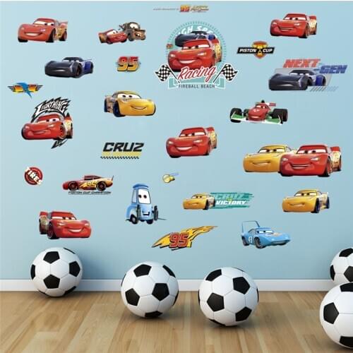 Cartoon Cars 30*60cm Wall Stickers For Kids Rooms Home Decor Disney Lightning Mcqueen Wall Decals Diy Mural Art Pvc Posters