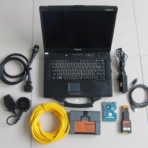 Newest for bmw software for icom a2 500gb hdd with Toughbook CF52 Car Diagnostic laptop CF 52 notebook ready to use
