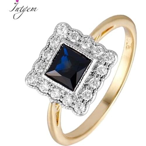 Engagement Rings Sweet Romantic Gold Color Sapphire Rings For Women 925 Silver Vintage Gemstone Jewelry Anniversary Party Gifts