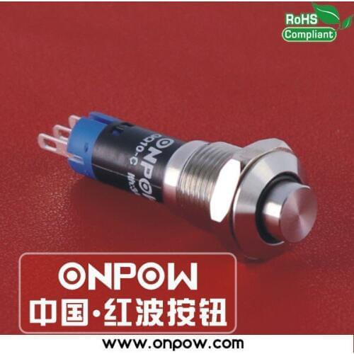ONPOW 10mm 1NO1NC momentary stainless steel push button switch GQ10-K-11/S