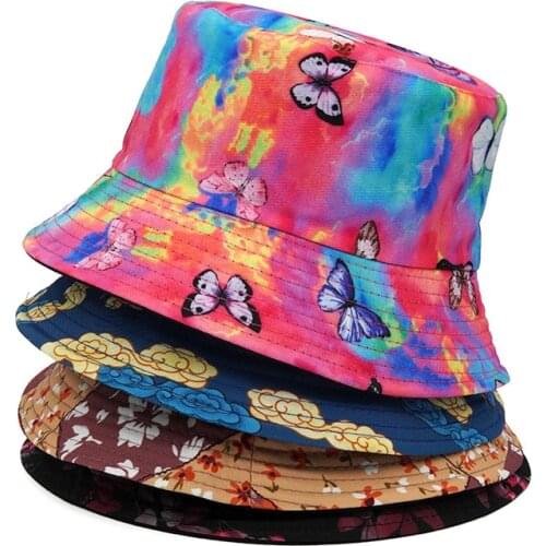 New Casual Bucket Hat Tie-Dye Fishermen Hat Women Men Hip-Hop Street Reversible Sun Protection Hat Panama Bob Cap