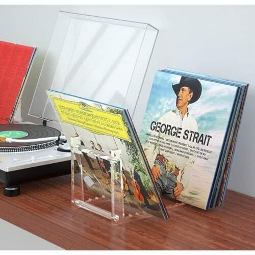 Clear Vinyl Record Stand Holder for Desktop Album Storage Acrylic Vinyl Record Shelf Display 50 LPs